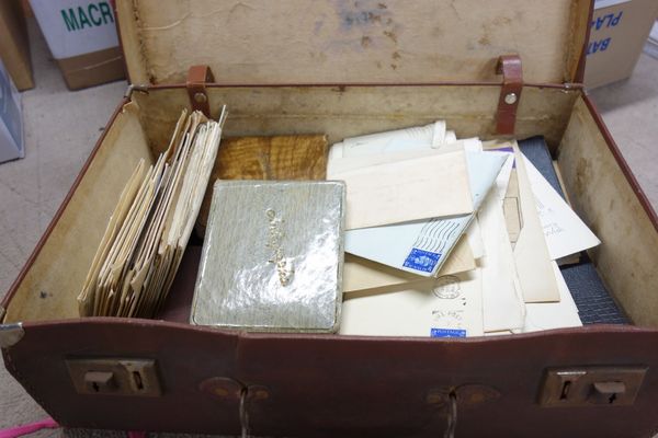 AUTOGRAPH COLLECTION - a small suitcase full of enveloped letters, some loose photographs & 5 albums bearing a miscellany of signatures & inscriptions