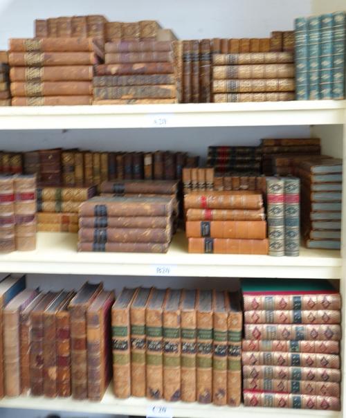 OLD LEATHER - various antiquarian sets (or parts of); unfortunately not always in the best of condition; authors include Swift, Fielding, Gibbon & Sco