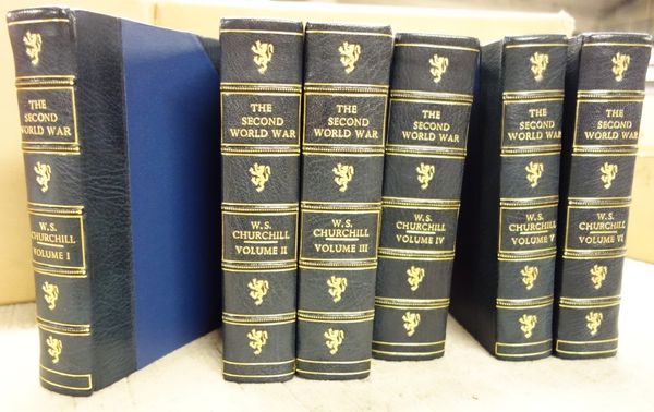 CHURCHILL (W.S.) The Second World War.  First Edition, 6 vols. num. folded maps & other illus., errata & author's note slips (vol. 1); recent Oxford b