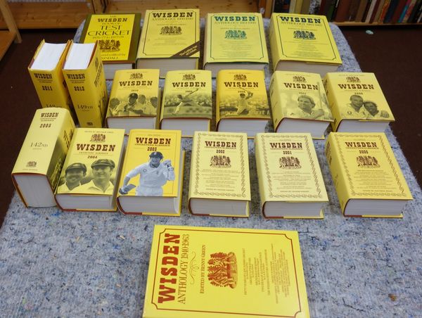 WISDEN CRICKETERS' ALMANACK - issues for 2000 - 2012.  illus., cloth with d/wrappers;  sold with 5 modern cricket books.