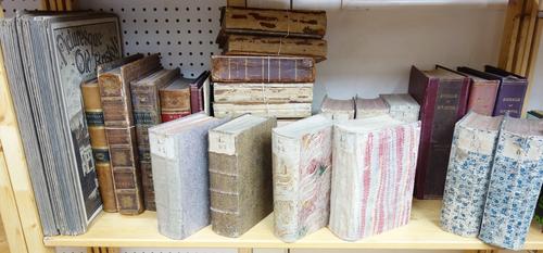 OLD LEATHER - miscellany, includes approx. 25 parts of 'Picturesque Old Bristol', in their pictorial wrappers (as found, 1886).