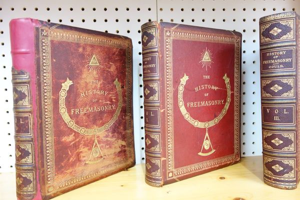 GOULD (R.F.)  The History of Freemasonry  . . .  3 vols. num. engraved portraits & plates; publisher's pictorial gilt morocco, 4to. (ca. 1880).