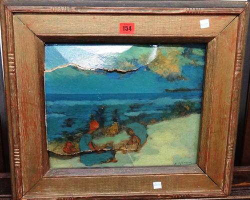 Attributed to Abram Molarsky (1879-1955), Moonlight, oil on board, bears a signature, 29cm x 35cm. (damaged)  G1