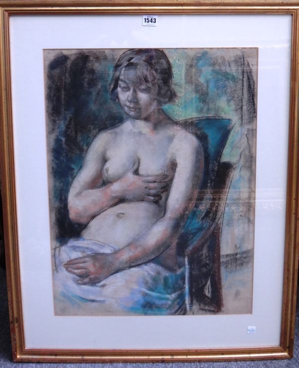 James Arden Grant (1887-1974), Seated female nude, pastel, 61.5cm x 46cm. DDS