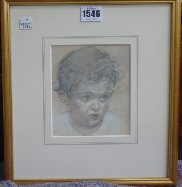 Stephen Goddard (contemporary), Portrait of a child, pencil and coloured chalks, 14cm x 11.5cm. DDS