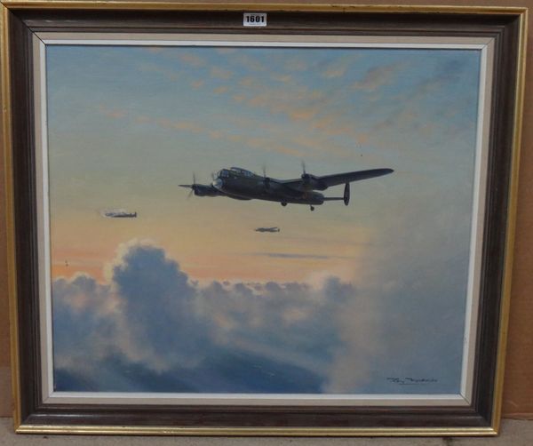 Roy Nockolds (1911-1979), Lancaster Bombers, oil on canvas, signed, 50cm x 60cm. DDS