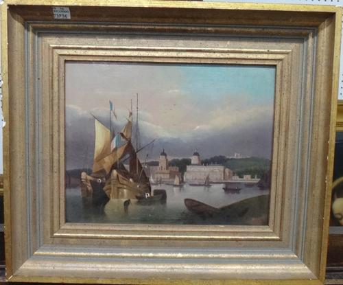 Continental School (19th century), View of Greenwich, oil on canvas, 19cm x 24cm.