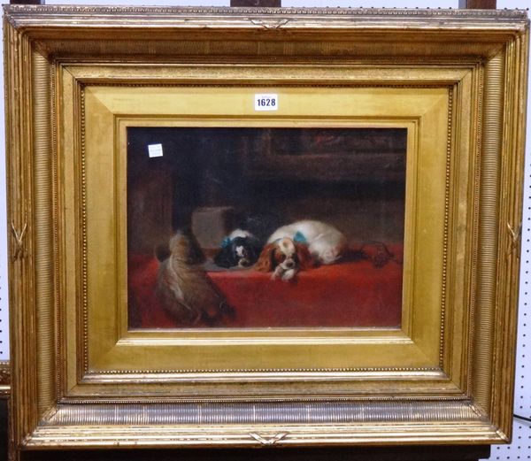 After Sir Edwin Landseer, The Cavalier's Pets, oil on canvas, 30cm x 40cm.  Illustrated
