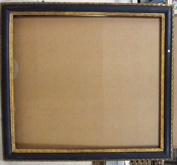 A 20th century gilt plaster and painted frame, the aperture 124cm wide x 136cm high.