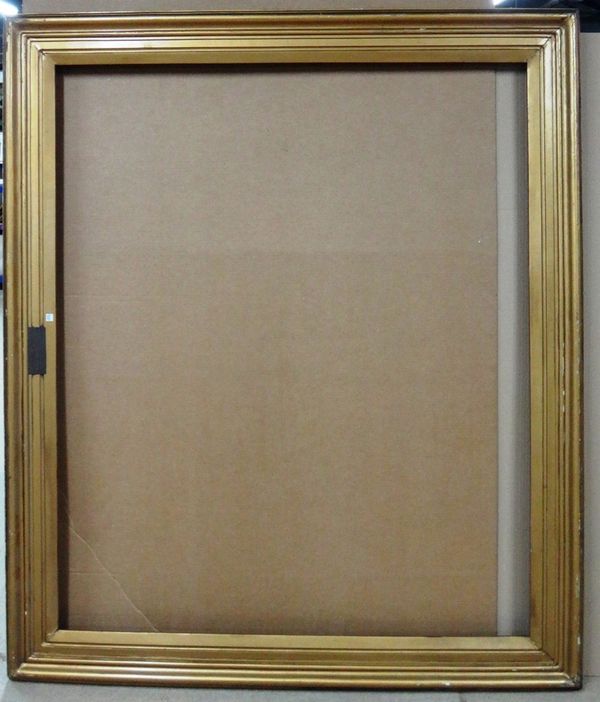 A 19th century plain moulded gilt plaster frame, the aperture 148cm wide x 124cm high.
