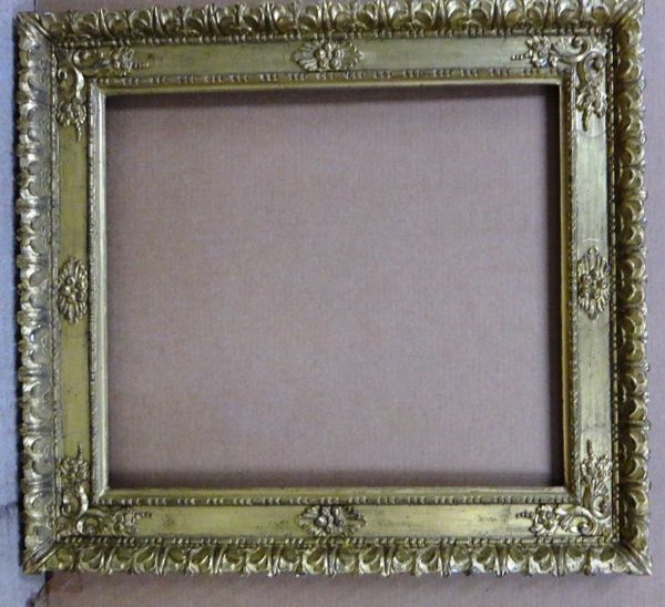 A 20th century moulded gilt plaster frame, the aperture 55cm wide x 62cm high.