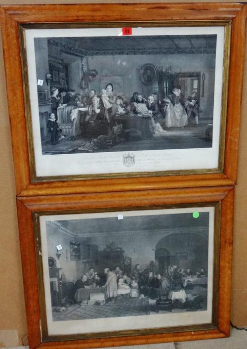 After David Wilkie, The Reading of a Will; The Rent Day, two engravings, each 50cm x 66cm,(2).   G1