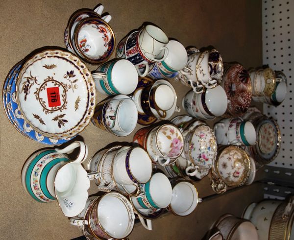 A large quantity of 18th century and later tea cups and saucers, including Spode, Coalport, Minton, Worcester and sundry, (qty). S2B