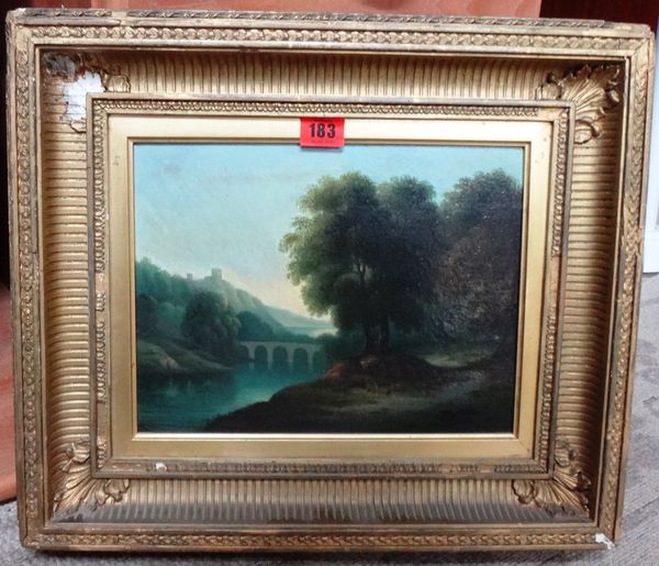 English School (19th century), Wooded river landscape, oil on panel, 21.5cm x 28cm. F1