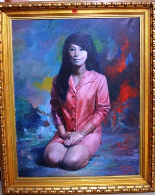 A. Salamanca (20th century), Portrait of an Oriental woman, oil on canvas, signed and dated '69, 95cm x 75cm.  D1