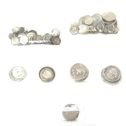 A collection of British pre-decimal, pre-1920 silver coinage, comprising; half crowns, florins, shillings, sixpences and threepences, also a quantity