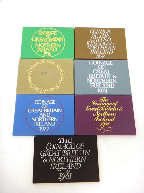 Four 1970 year type proof specimen coin sets and ten further Great Britain year type proof coin sets, from 1972 to 1981 inclusive, with cases, (14).