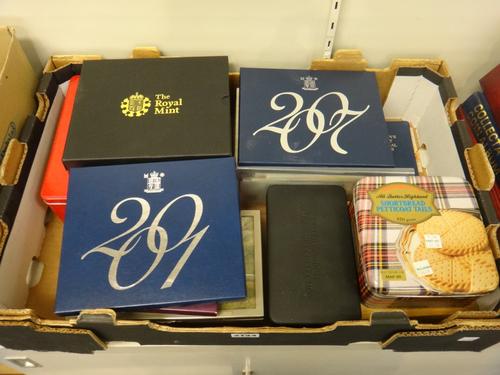 United Kingdom proof specimen coins, comprising; a 2007 five coin silver piedfort set, cased, four year type sets, comprising;1970, 2001, 2007 and 200