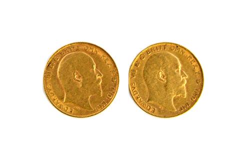 Two Edward VII half sovereigns 1902 and 1909, (2). Illustrated