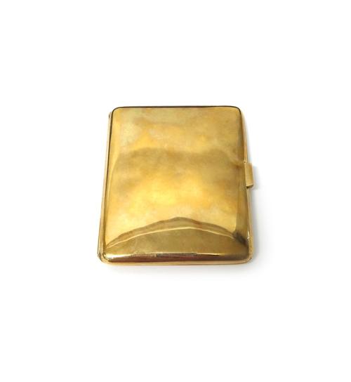 A 9ct gold rectangular plain cigarette case, presentation inscribed and engraved with the figure of a dancer within, Birmingham 1923, size 8.2cm x 6.5