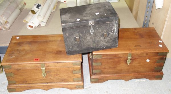 A Chinese hardwood box and another two boxes. (3)   DIS