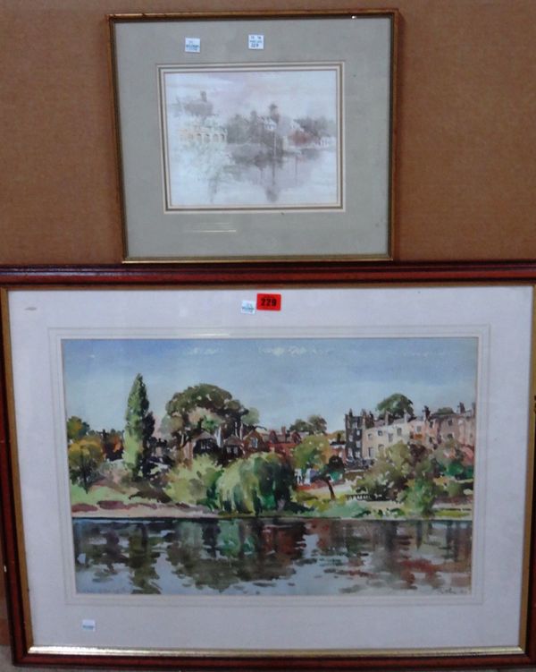 Petley (20th century), Vale of Hampstead, watercolour, signed and inscribed, 37cm x 54cm.; together with a watercolour river scene by a follower of Hu