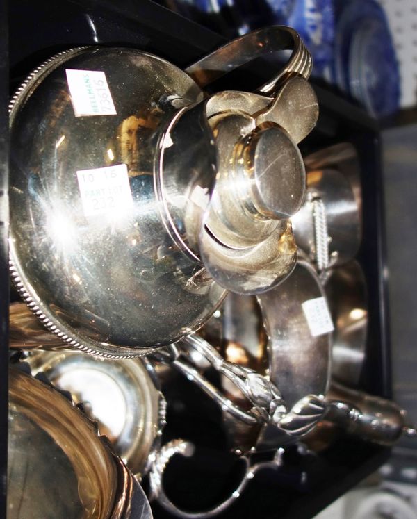 A quantity of assorted silver plate, including sauce boat, tray, water jug and sundry, (qty). S3M