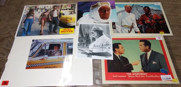 Cinema interest to include; 'Taxi Driver' lobby card and photo, 'Lawrence of Arabia' and 'The Apartment'. All potential purchasers should satisfy them