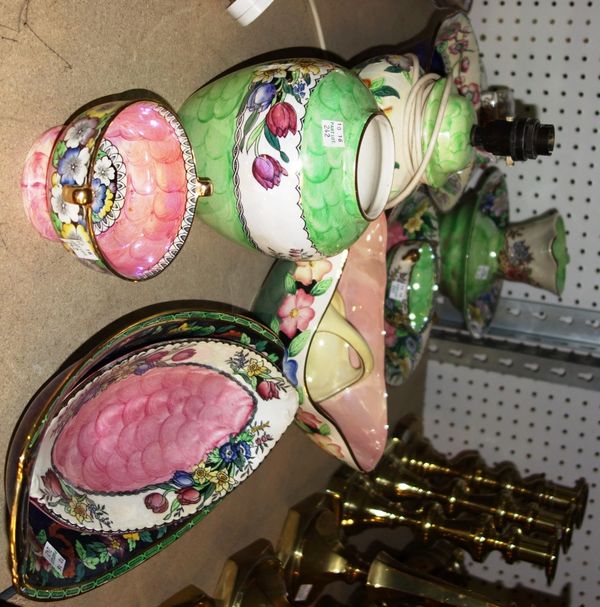 A group of Maling lustre decorated ceramics including vases, bowls, lamp and sundry, (qty). S2M