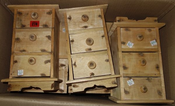 A quantity of 20th century softwood three drawer table top chests, (qty). S1B