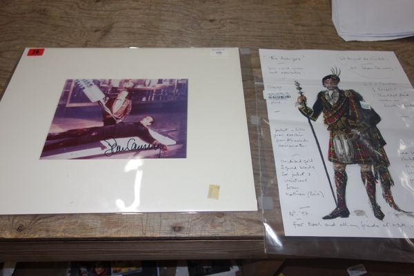 Two Sean Connery signed photos together with a reproduction costume design for 'The Avengers' (1998). All potential purchasers should satisfy themselv