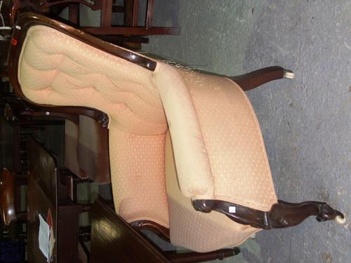 A Victorian mahogany button back upholstered armchair.   C7