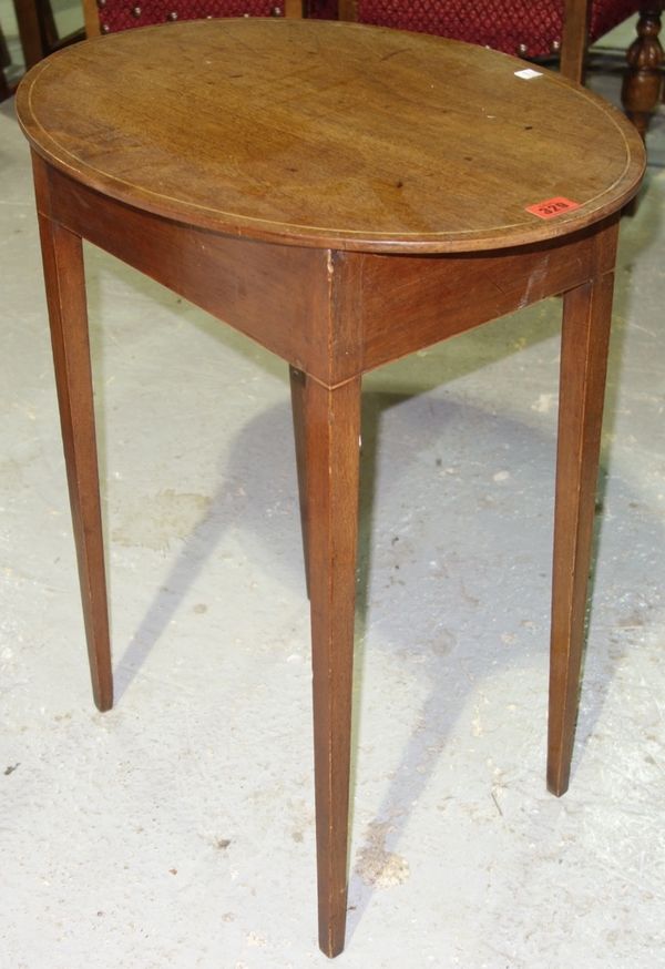 A 19th century mahogany oval side table, 58cm wide.  D2