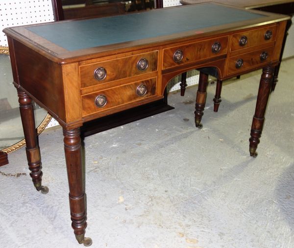 A 19th century mahogany and line inlaid writing desk.   A7