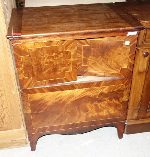 A George III and later mahogany commode.  DIS