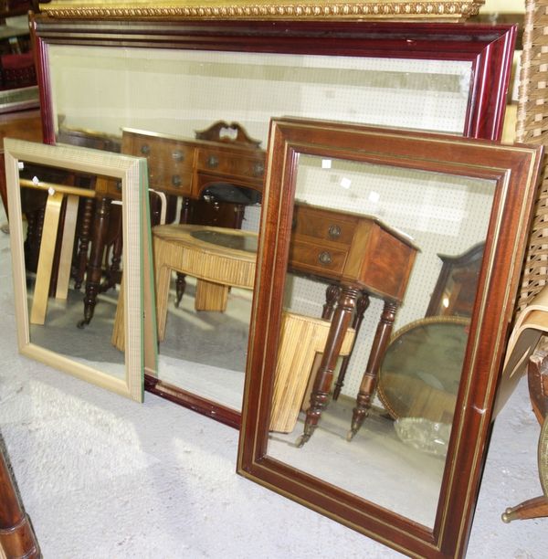 A group of three 20th century rectangular mirrors, the largest 104cm x 124cm. (3).  A3