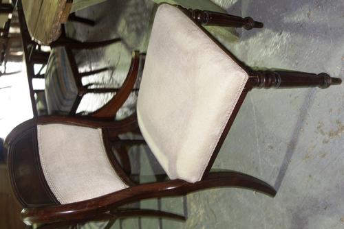 A set of four mahogany dining chairs with upholstered backs and seats, (4).  G5