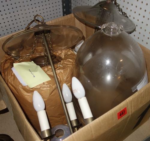A pair of 20th century brass and glass hundi lamps.  S2B
