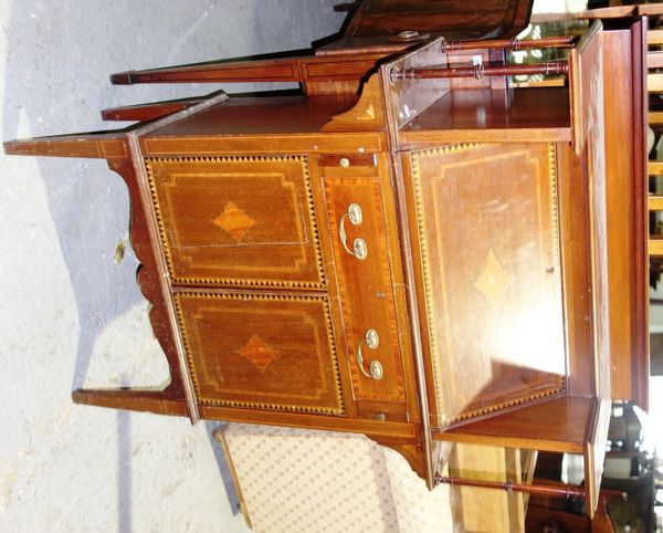 A late 19th century inlaid mahogany student's bureau, 83cm wide.  I3