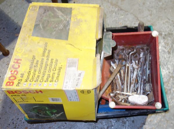 A quantity of assorted tools and two cast iron stove doors, (qty).  EXTRA