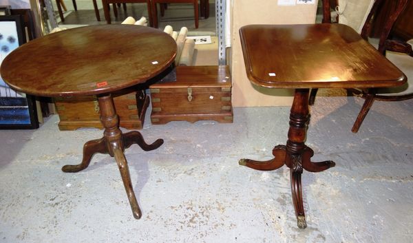 A mahogany tilt top occasional table and another, (2).  F7