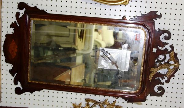 A 19th century mahogany pier glass, a walnut strutback mirror and a gilt frame, (3).  A3