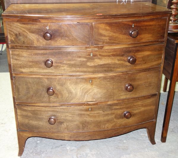 A 19th century bowfront chest of two short and three long drawers.  J4