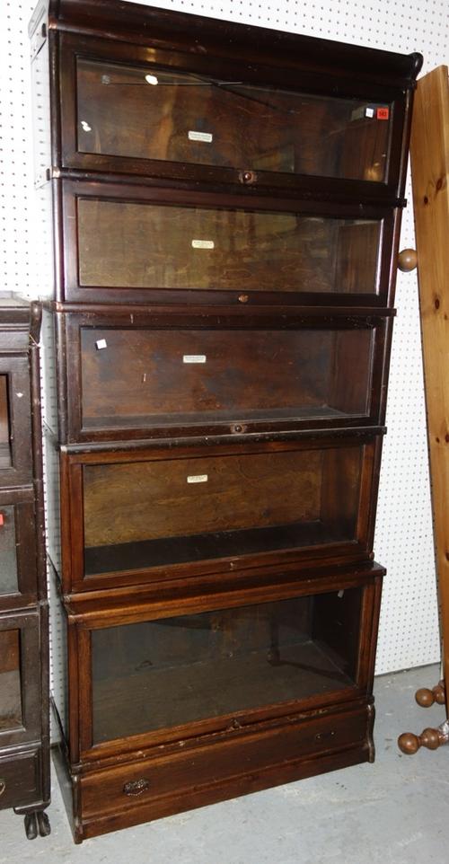 An early 20th century five section Globe Wernicke bookcase.  M2