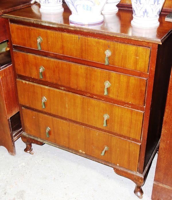 A 20th century walnut four drawer chest.  L5