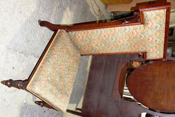 A large 19th century mahogany prie dieu style chair.  G3