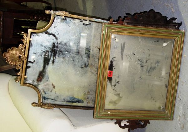 A group of three mirrors, including a brass framed mirror, (3).  A4