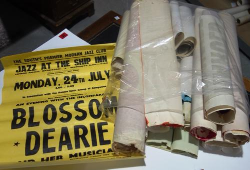 A large group of 20th century music posters mainly jazz and college. SH4