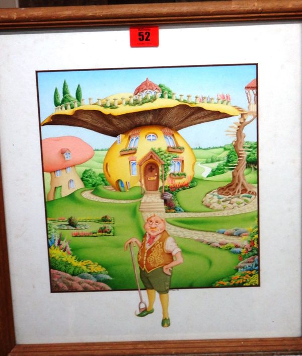 M. Posen (20th century), Toadstool village, watercolour, signed and dated '85, 31cm x 24cm L1