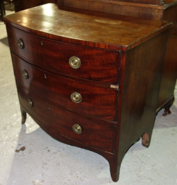 A 19th century mahogany bowfront three drawer chest.  L5